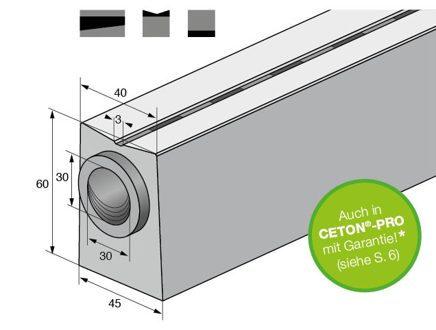 Isometrische Zeichnung Schlitzrinne mit Vermassung
