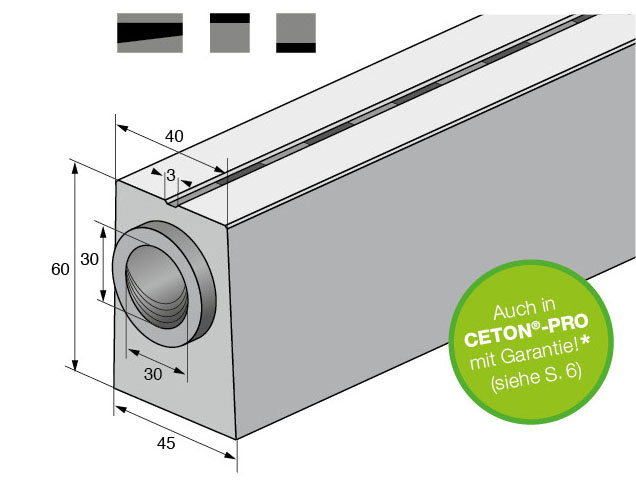 Isometrische Zeichnung Schlitzrinne mit Vermassung