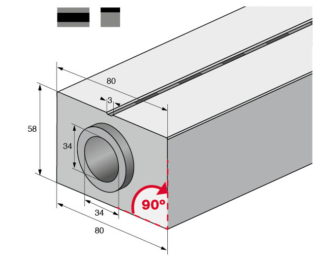 Isometrische Zeichnung Schlitzrinne mit Vermassung